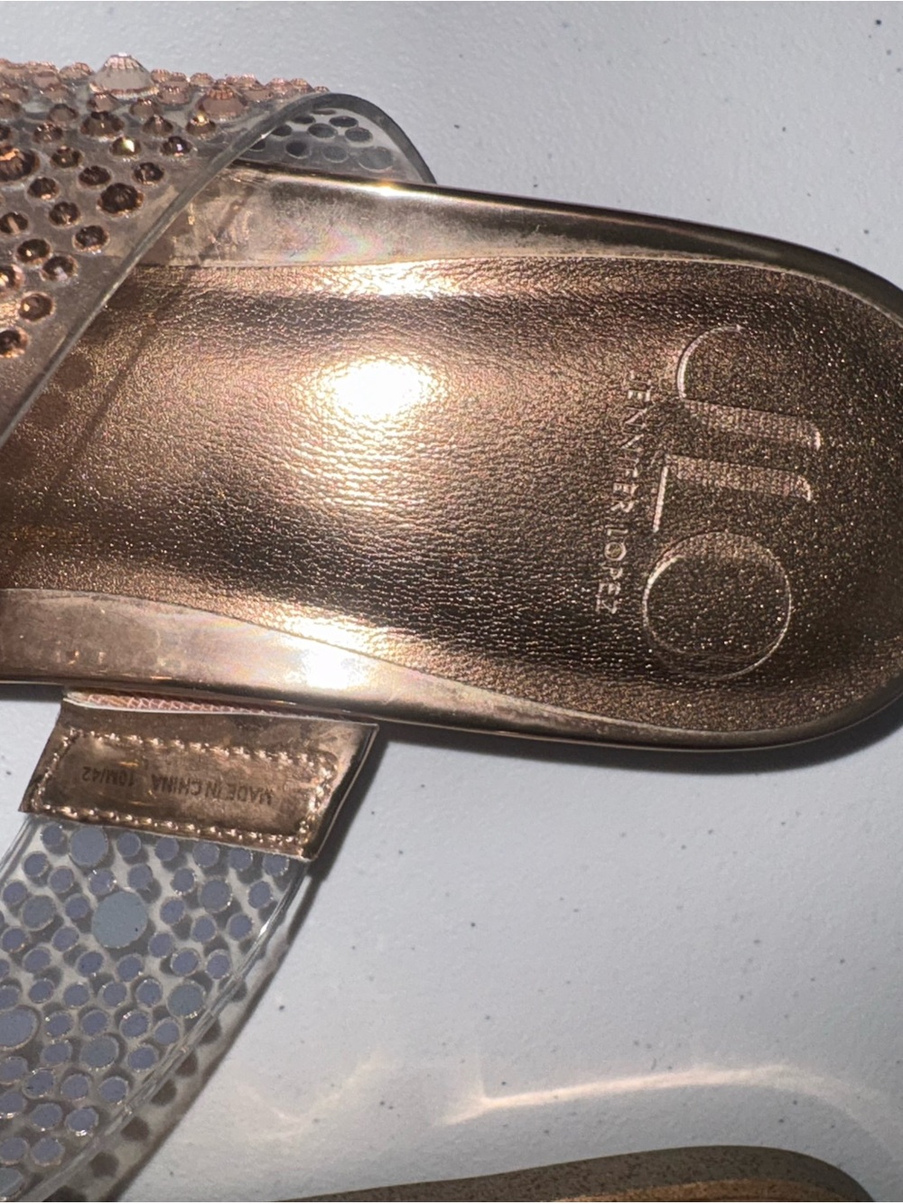Jennifer Lopez Rose Gold Crystal Slide Sandals - Picture 2 of 4